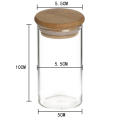 Boîte hermétique en verre borosilicaté transparent avec couvercle en bambou